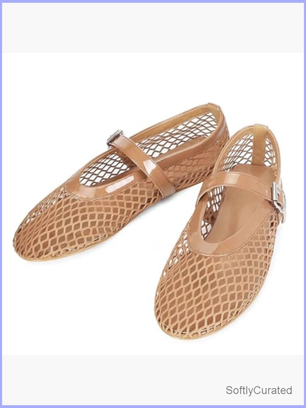 Women's Mesh Ballet Flats Fishnet Ballerina Mary Jane Shoes - Picture 4 of 7